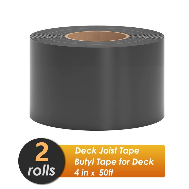 JOAPRIL 4" x 50' Deck Joist Tape, 2 Pack Waterproof Seal Butyl Deck Tape, Weather Resistance Self-Adhesive Flashing Tape for Wood Joists and Beams - Image 2